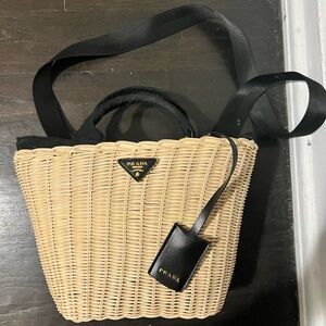 Prada straw tote bag